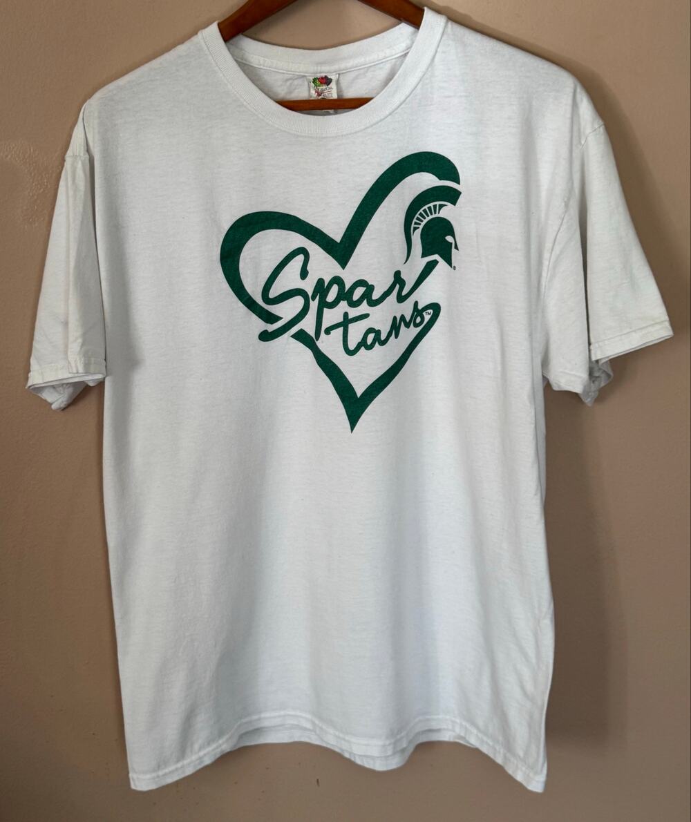 Michigan State Spartans Heart T-shirt Large White